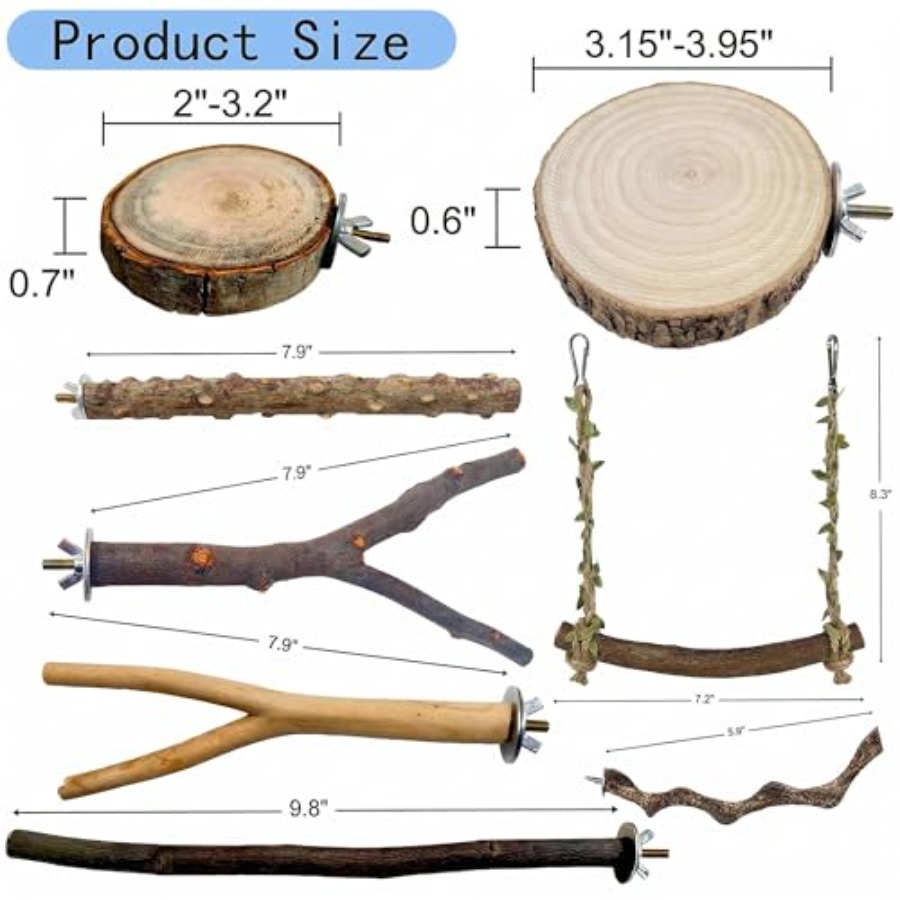8PCS natural wood bird perches - огляд і ціна Health & Wellness Gordon Edlin